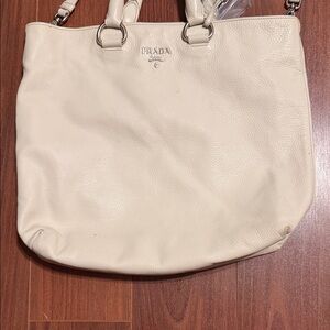 Prada Off-White Leather Shoulder Bag